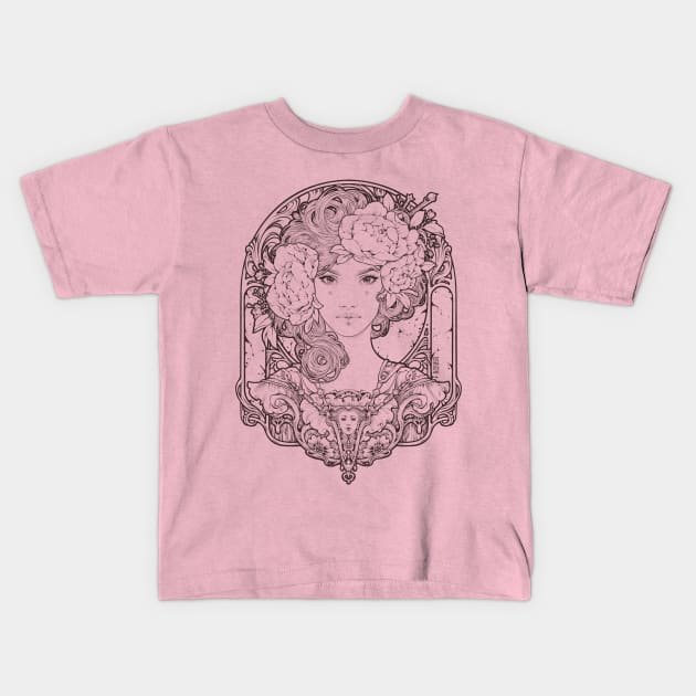 Flora Maiden (line art) Kids T-Shirt by Dimary